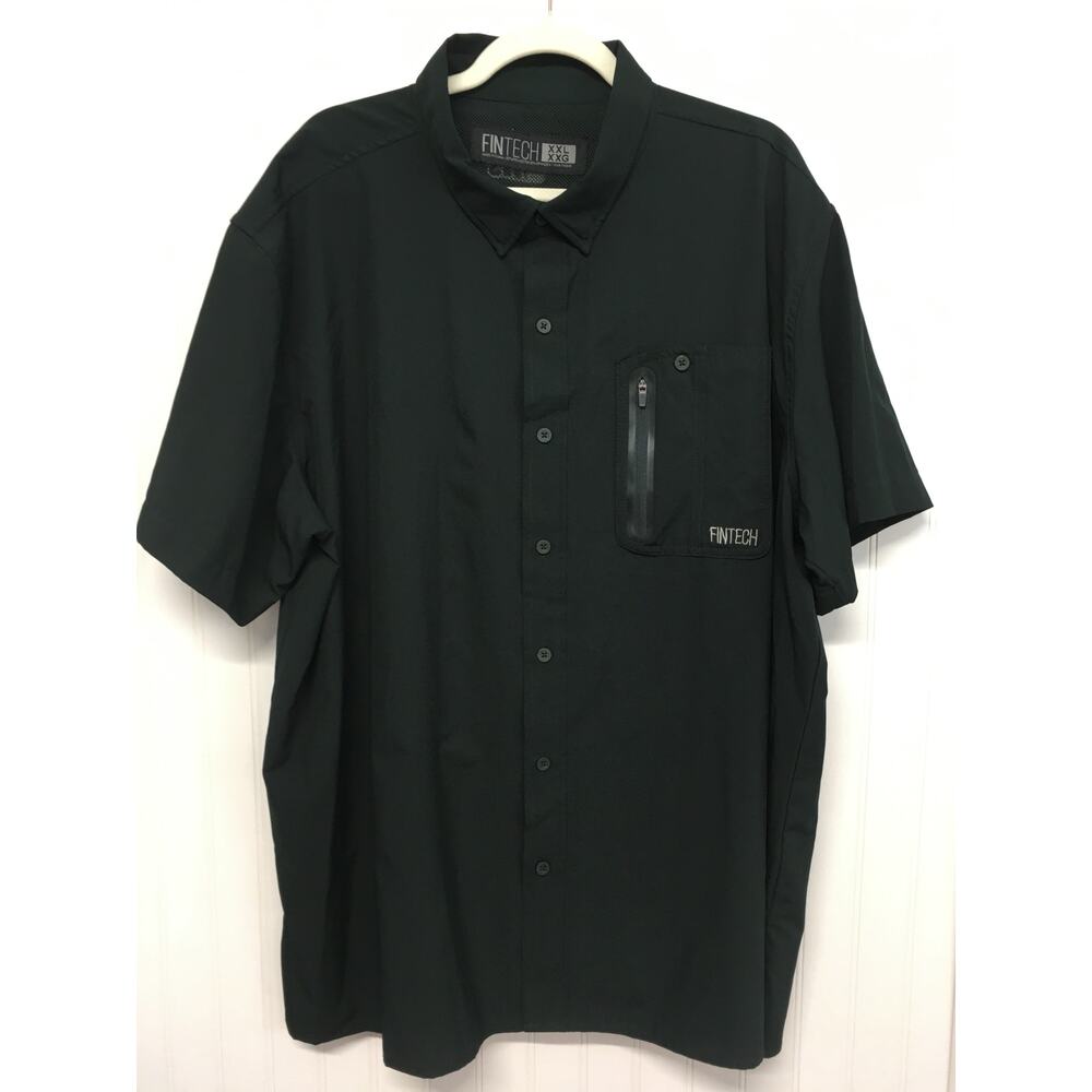 Fintech Mens XXL Black Fishing Shirt Short Sleeve Performance Vented